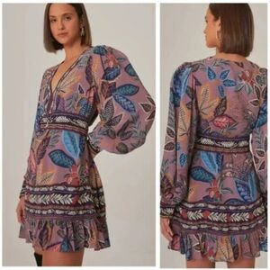 FARM Rio Multicolor Leaf Print Mini Dress